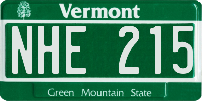 VT license plate NHE215