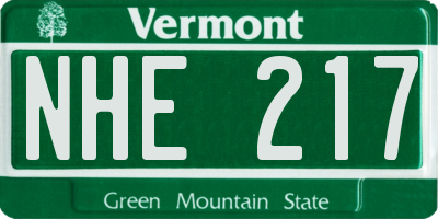 VT license plate NHE217