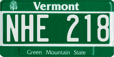 VT license plate NHE218