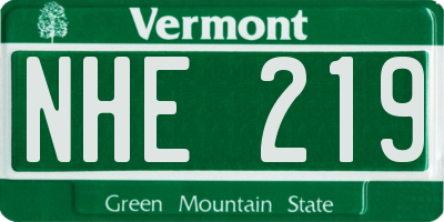 VT license plate NHE219