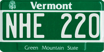VT license plate NHE220