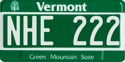 VT license plate NHE222