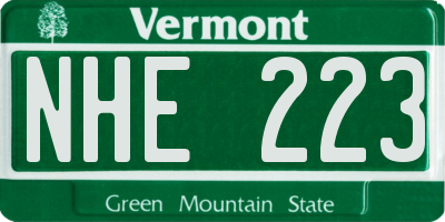 VT license plate NHE223