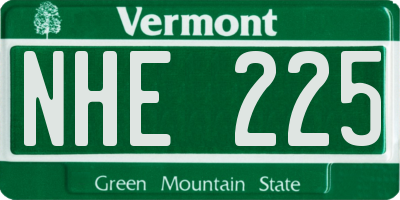 VT license plate NHE225