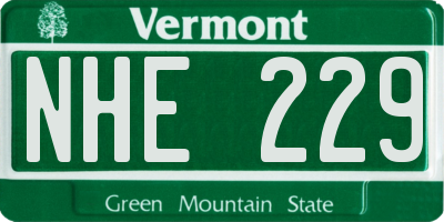 VT license plate NHE229