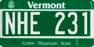 VT license plate NHE231