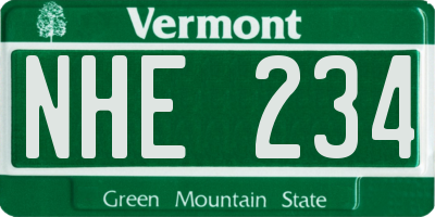 VT license plate NHE234
