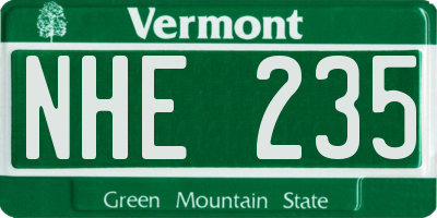 VT license plate NHE235