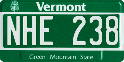 VT license plate NHE238