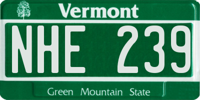 VT license plate NHE239