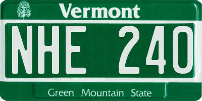 VT license plate NHE240