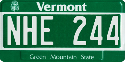 VT license plate NHE244