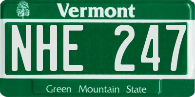 VT license plate NHE247
