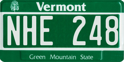 VT license plate NHE248
