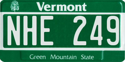 VT license plate NHE249
