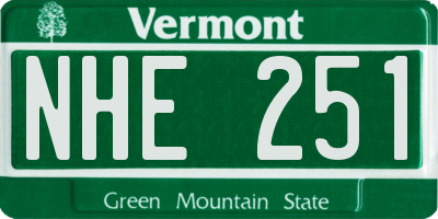 VT license plate NHE251