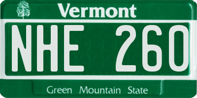 VT license plate NHE260