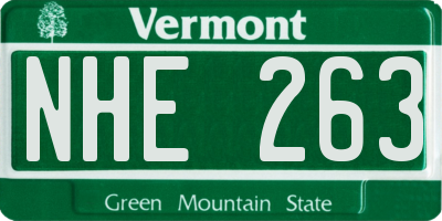VT license plate NHE263