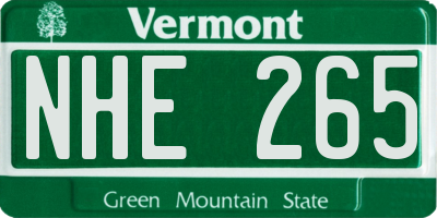 VT license plate NHE265