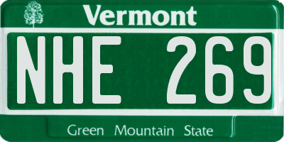 VT license plate NHE269