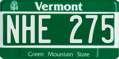 VT license plate NHE275