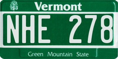 VT license plate NHE278