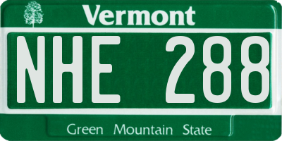 VT license plate NHE288