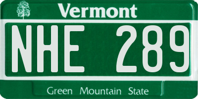 VT license plate NHE289