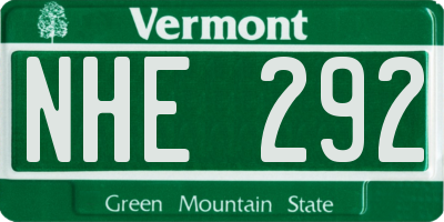 VT license plate NHE292