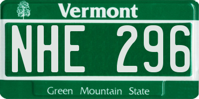 VT license plate NHE296