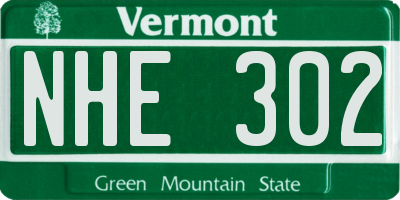 VT license plate NHE302
