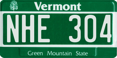 VT license plate NHE304