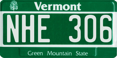 VT license plate NHE306