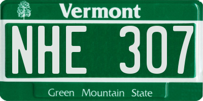 VT license plate NHE307