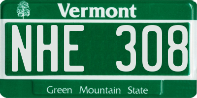VT license plate NHE308