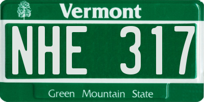 VT license plate NHE317