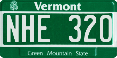 VT license plate NHE320