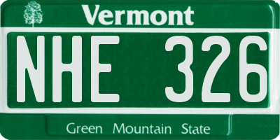 VT license plate NHE326