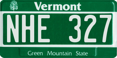 VT license plate NHE327