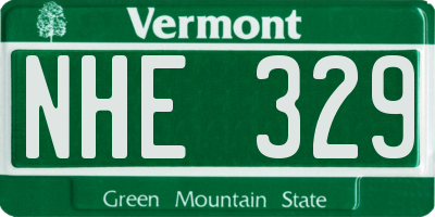 VT license plate NHE329