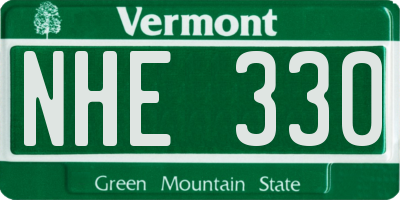 VT license plate NHE330
