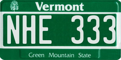VT license plate NHE333