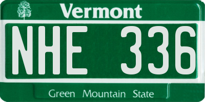 VT license plate NHE336