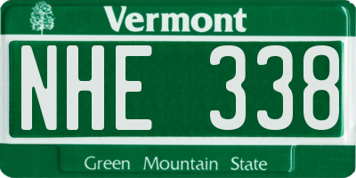 VT license plate NHE338