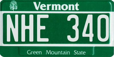 VT license plate NHE340