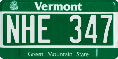 VT license plate NHE347