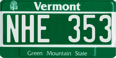 VT license plate NHE353