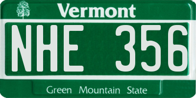 VT license plate NHE356
