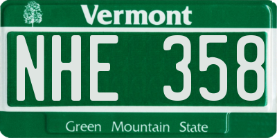 VT license plate NHE358