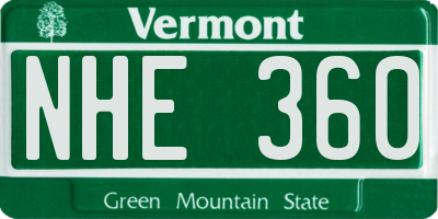 VT license plate NHE360